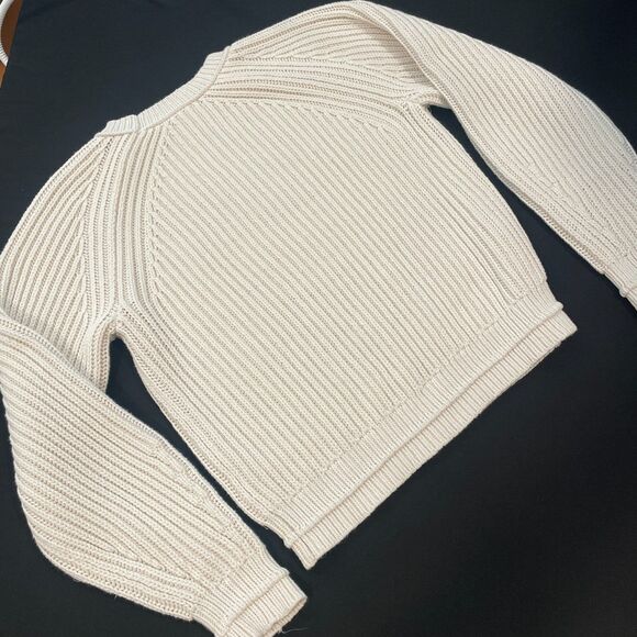 ~ J.Crew Med Cable Knit Sweater Womens Chunky Ribbed Thick Cotton Blend Crewneck - Picture 11 of 13